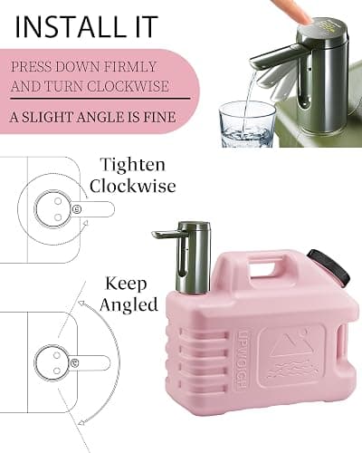 UPWOIGH 5 Gallon Water Jug with Rechargeable Touch Pump | Coral Pink, Screw-Lock Leakproof Design, Nature-Inspired Carving, Type-C Rechargeable, Camping Hiking Use thumbnail 6