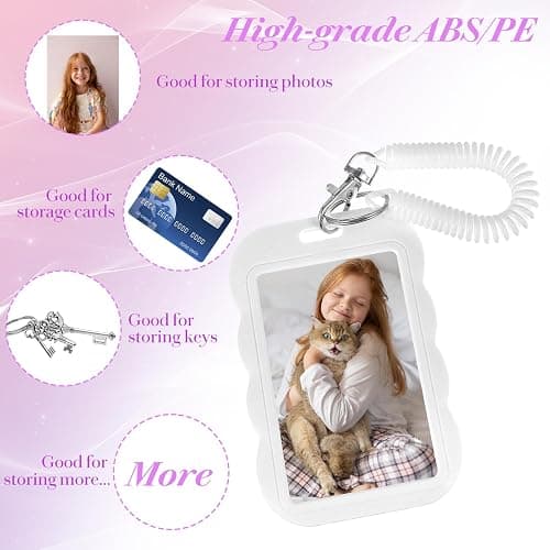 TIESOME 4 Stück Popularität Photocard Holder mit Schlüsselanhänger, ID Ausweishalter Weiß Ausweiskartenhalter Ausweishülle Kartenhülle Fotokartenhalter für Idol Album Karten Bank Studentenbus thumbnail 5