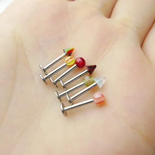 Groupcow 100pcs Stainless Steel Labret Lip Bar Ring Body Piercing Barbell Jewelry Ball thumbnail 5