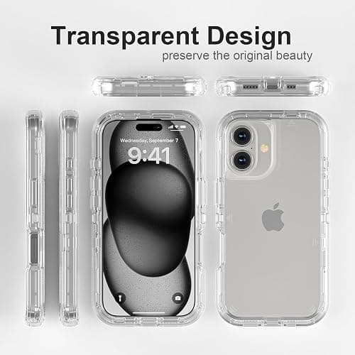 Follaroma for iPhone 16 Plus Case, Heavy Duty Shockproof Protection Phone Cases, Anti-Drop, Dual Layer Transparent Protective Cover Compatible with iPhone 16 Plus, 6.7 inch,Crystal Clear thumbnail 6