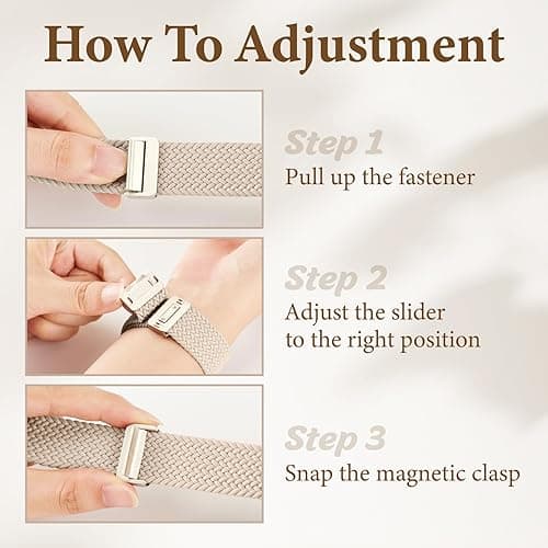 Braided Stretchy Bands with Magnetic Clasp Compatible for Apple Watch Band 38mm 40mm 41mm 42mm 44mm 45mm 46mm 49mm Women Men, Nylon Sport Solo Loop for iWatch Series 11 10 9 8 7 6 5 4 3 Ultra 3 2 1 SE thumbnail 3