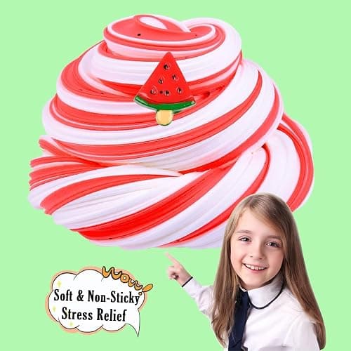 Red Watermelon Butter Slime for Kids, Funny Two-Toned Cake Butter Slimes, Super Soft Sludge Toy, DIY Slime Party Favors for Girls Boys, Stress Relieve Toy (200ML) thumbnail 2