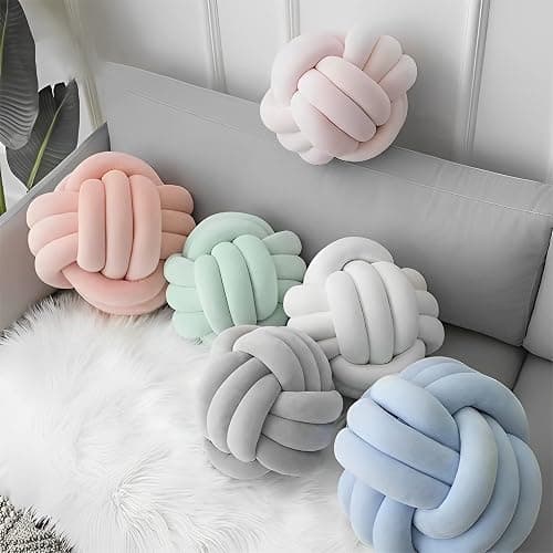 KEBAIHUA Knot Ball Pillows, Round Throw Pillow Cushion (Light Green,8.5") | Home Decor Soft Plush Pillow, Throw Knotted Ball Pillow, Stress-relief, Cute Decor for Kids Room,Sofa,Bed,Ideal Gift thumbnail 5