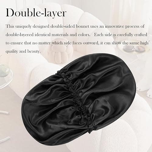 Luyfrsuu Satin Bonnet Double Layer Silk Bonnet for Sleeping Women Hair Care for Natural Curly thumbnail 5
