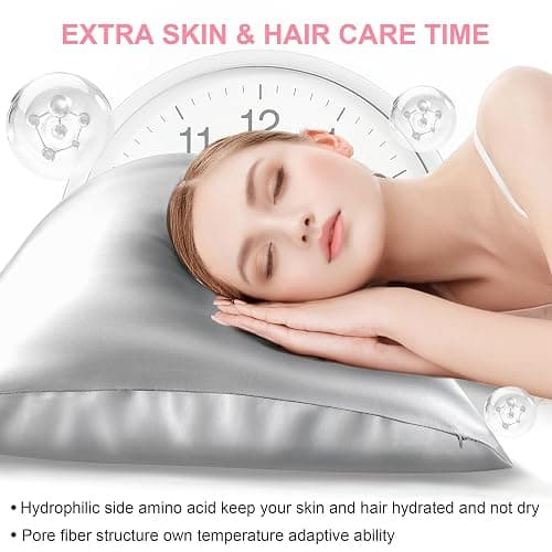 Mulberry Silk Pillow Cases 2 Pack Standard Size 20x26 Inches with Hidden Zipper, Ultra Smooth and Soft Breathable Cooling Silk Satin Pillowcase Set of 2, Better for Hair and Skin, Gifts for Women Men thumbnail 4