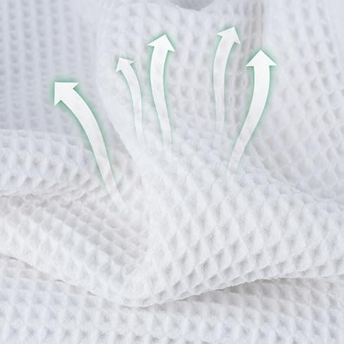Microfiber Waffle Face Towels, 4 Pieces, Soft, Absorbent, Fast Drying, Lint Free 430 GSM (White) thumbnail 3