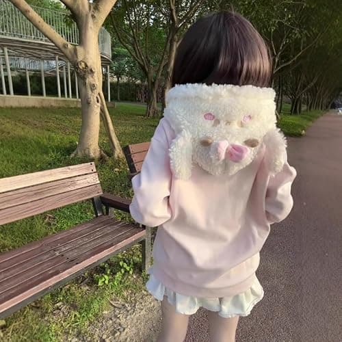 Wayolyn Y2K Jojifuku Cutecore Kawaii Zip Up Hoodie Fall Jacket Cute Stripes Hoodies Outerwear Jackets Coats Winter Women thumbnail 5