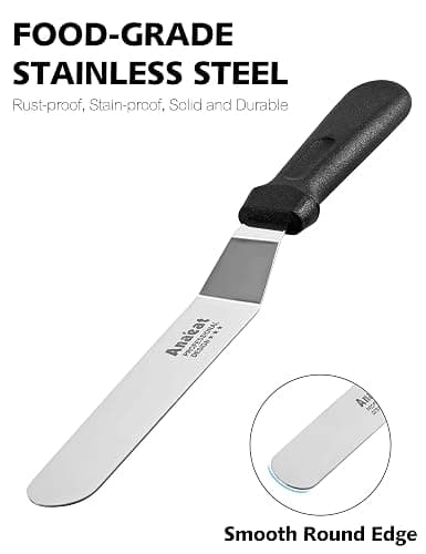 Anaeat Icing Spatulas, Set of 2 Professional Cake Angled Offset Spatula with 6", 8" Stainless Steel Blades - Thickened Frosting Knife with Durable Plastic Handle for Cake Decorating Pastry & Baking thumbnail 7