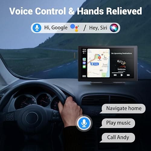 HAUXIY Wireless Apple Carplay Screen for Car 4K Dash Cam, 9" Portable Apple Carplay & Android Auto Car Stereo, with 1080p Backup Camera, GPS Navigation/Mirror Link/Voice Control/Bluetooth - Black thumbnail 3