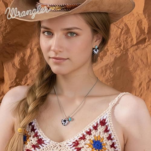 Wrangler Heart Turquoise Pendant Necklace, Gold Plated Western Jewelry | Turquoise Jewelry for Women, 14K Natural Stone, Vintage Gold & Antique Silver Plated, Skin-Friendly Copper, Gift Box thumbnail 6