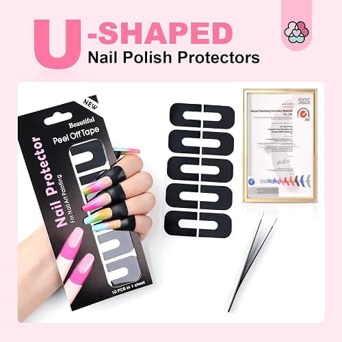 SAVILAND Nail Polish Protector for Fingers: 100PCS U V Protection U-Shaped Nail Protector Cuticle Protector for Nails Painting Peel Off Nails Tape for Airbrush Gel Polish Nail Art thumbnail 2