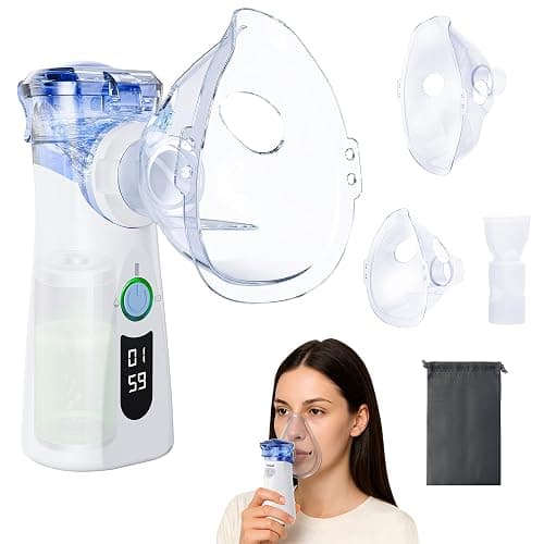 Portable Nebulizer Spacer with Intuitive LED Interface for Adults Kids, 2 Modes with Auto-Cleaning, Handheld Nebulizer with Mouthpiece and Masks - Image 1