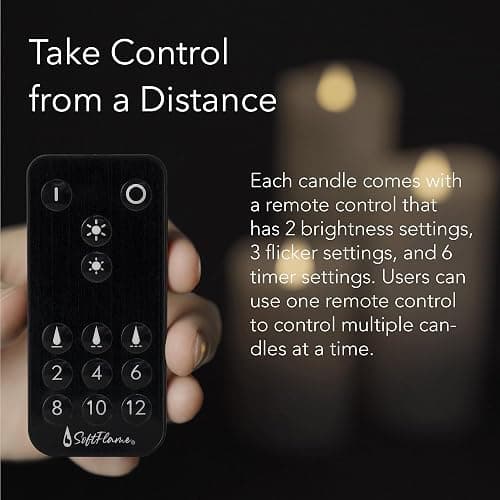 Softflame Flameless LED Candles with Remote Control, 4"x 6.25"Flickering 3D Moving Flame Battery Operated Candles in Real Wax Shell for Indoor Use, Home Decor White thumbnail 4