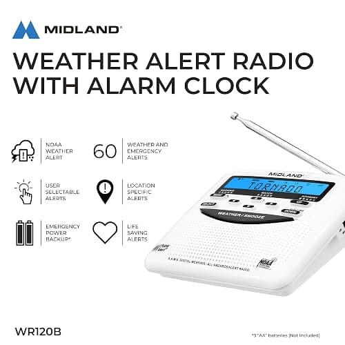 Midland - WR120B - NOAA Emergency Weather Alert Radio - Localized Programming, Trilingual Display, 60+ Emergency Alerts, Alarm, Selectable Alert Tone thumbnail 5