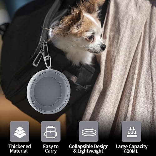 SLSON Spill Proof Dog Water Bowl for Cars,Collapsible No Splash Dog Travel Bowls Integrated Molding Portable Pet Bowl for Vehicle Road Trip Truck,RV,SUV,Boat Accessories (Cold Grey) thumbnail 6