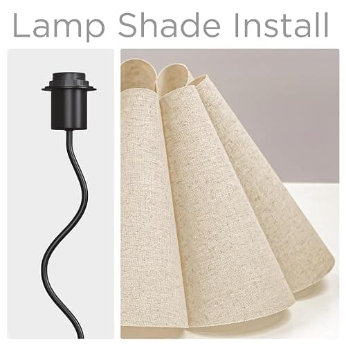 KUNJOULAM Small Table Lamp, Bedside Nightstand Lamp with Umbrella Form Fabric Lampshade Black Base, Morden Mini Desk Lamp for Bedroom Home Office Decor thumbnail 4