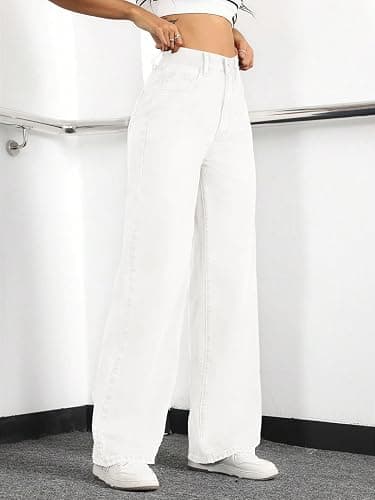 Mars power Straight Leg Jeans for Women,High Waisted Wide Leg Loose Stretchy Boyfriend Denim Pants Baggy Jeans for Women thumbnail 3