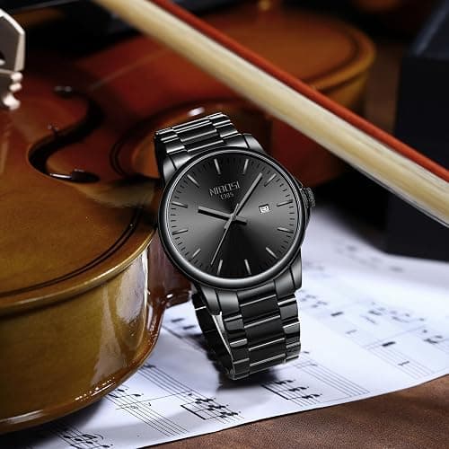 NIBOSI Men Watches Analog Quartz Stainless Steel Black Watches for Men Waterproof Business Classic Watch with Day and Date Display Wrist Watch for Work and Casual Wear thumbnail 4