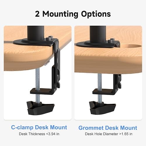 Pholiten Dual Monitor Stand, Heavy Duty Adjustable Monitor Arm Desk Mount for 2 Screens up to 32 Inches, Tilt, Swivel, Rotate, Supports Tilt, Swivel, Rotate, Supports 22 lbs per Monitor Arm thumbnail 5