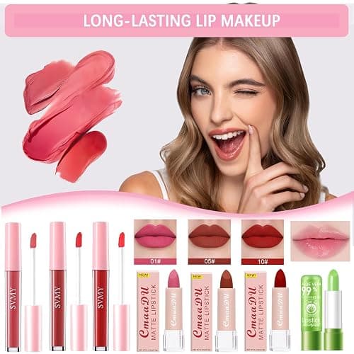 All in One Makeup Kit Makeup Set for Women Full Kit, Make Up Gift Set for Women Teens Girls, Makeup Essential Bundle Includes Eyeshadow Foundation Lipsticks Mascara Eyeliner Cosmetic Brush Set thumbnail 6
