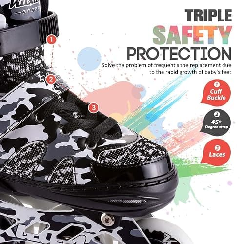 Kuxuan Boys Adjustable Inline Skates with Light up Wheels, Fun Illuminating Skates for Kids Girls Youth thumbnail 6