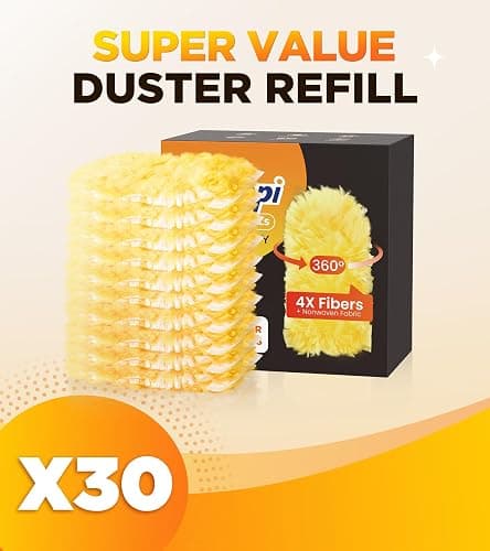 30 Count Heavy Duty Duster Refills for Swiffer, Multisurface 360° Larger Size Dusters with 4X Microfibers, Unscented Disposable Dusters for Cleaning Home, Blinds, Fans, Corners (Only Duster) thumbnail 6