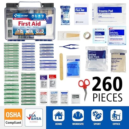 First Aid Only 91248 OSHA-Compliant First Aid Kit, All-Purpose 50-Person Emergency First Aid Kit for Business, Worksite, Home, and Car, 260 Pieces thumbnail 2