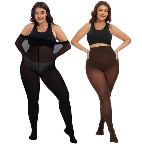 CozyWow Plus Size Tights for Women 80D Soft Solid Color Semi Opaque Pantyhose High Waist 1X 2X 3X 4X thumbnail 2