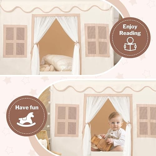 Senodeer Kids Play Tent Indoor: with Mat, Tassel Garland - Girl Tent Indoor Playhouse for Kids Toys for Boy Girl Birthday Gift thumbnail 6