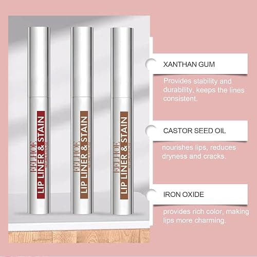 Peel Off Lip Stain Tattoo Set, 3 Colors Peel Off Lip Liner, Removable Lip Liner Set, Matte Finish Waterproof Lip Liner Pencil, Transfer-proof Peel Off Lip (3Colors/Set, B) thumbnail 2