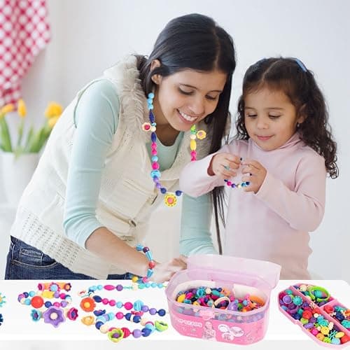 BIRANCO. Pop Beads, Jewelry Making Kit - Arts and Crafts for Girls 3-7 Years Old, Snap Beads Toys - Necklace, Bracelet, Ring Creative DIY Set - 520 pcs thumbnail 7