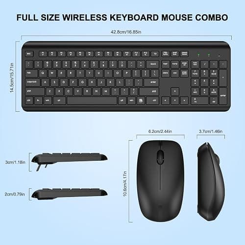 Wireless Keyboard and Mouse Combo, Full Size Silent Ergonomic Keyboard and Mouse, Long Battery Life, Optical Mouse, 2.4G Lag-Free Cordless Mice Keyboard for Computer, Mac, Laptop, PC, Windows thumbnail 7