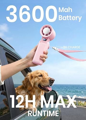 Deyhoc Portable Handheld Turbo Fan, 1-199 Speed Adjustable, Pink thumbnail 8