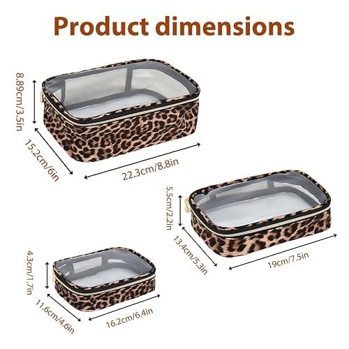 Clear Makeup Bags with Zipper, TSA Approved Travel Toiletry Bag, 3-Pack (Large, Small & Mini) Clear Cosmetic Bag, Waterproof Make Up Bag for Women, Car Bag Organizer & Car Organization Essentials thumbnail 3