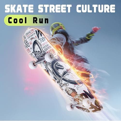 Professional Double Kick Skateboard, 31 inch Maple Deck, ABEC-9 Bearings, 95A PU Wheels, Custom Graphic Design thumbnail 5