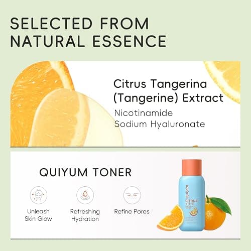 QUIYUM Fruit Skin Care Set, 5 Daily Routine Beauty Skin Care for Teens 10-12 - Gift Sets with Cleanser, Vit-C Toner, Eye Cream, Cream, Serum, Facial Care Set for Women, Mothers, Girls,Travel Sets thumbnail 5
