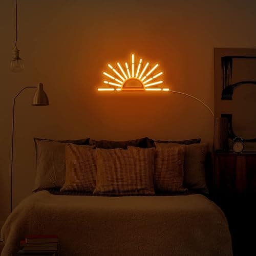 Ganeen Orange Sunrise Sunset Neon Sign Boho Wall Art Neon Lights for Bedroom Sun on The Horizon LED Signs Wall USB Night Room Decor for Living Room, Kitchen, Bathroom, Office Decor, Christmas Gifts thumbnail 7