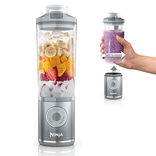 Ninja Blast Max, Portable Blender + Twist & Go, Personal Smoothie, Blend, Ice Crush, 3 Programs, Cordless, 22 oz removable Vessel, Dishwasher Safe, Leakproof, Silver, BC251SL - Image 1