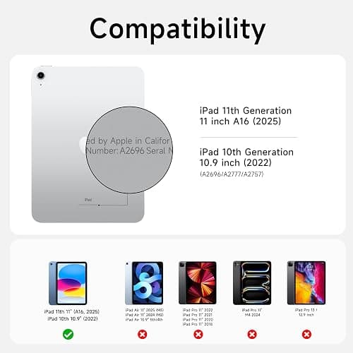 HOU iPad A16 11th/10th Generation Case with Keyboard, Rotatable & Detachable Keyboard Case for iPad 11/10, Elastic Pen Holder, Full Protection Cover, 7-Colors Backlight, Multi-Touch Trackpad, Blue thumbnail 6