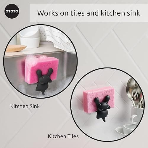 OTOTO Scrubby Cute Cat Sponge Holder for Kitchen Sink - Dishwasher Safe Dish Organizer- Compact, Cute Kitchen Accessories, Dish Sponge, White Elephant Gifts thumbnail 7