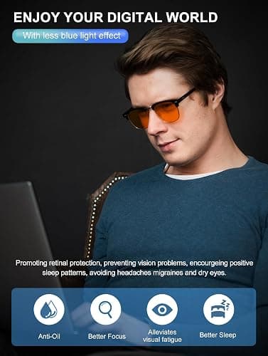 NSSIW Blue Light Glasses for Men and Women, Advanced Computer Gaming Glasses, Semi Rimless Glasses with Blue light Blocking thumbnail 2