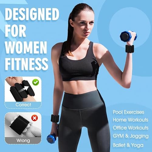 Wrist Weights, 2Pack Wrist Ankle Weights for Women & Men, 2lb Adjustable Silicone Arm and Leg Weighted Bangles(1LBs Each), Fits for Yoga, Pilates, Home Gym, Jogging, Cardio, Strength Training thumbnail 3