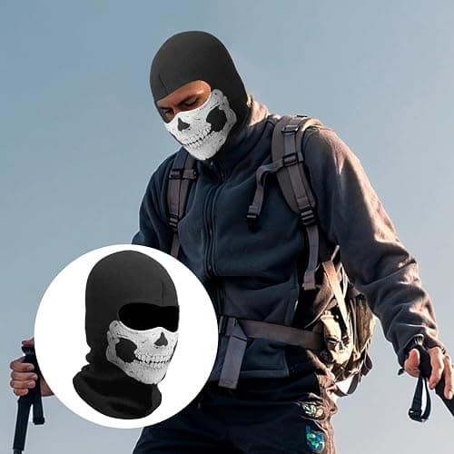 Bettinay Call of Duty Ghost Mask, Skateboard Motorcycle Full Face Skull Balaclava Cosplay Costume, Outdoor Sport Ski Masks for Men Black thumbnail 4