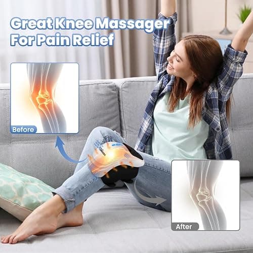 ZHIXJIA Knee Massager with Heat, 3-in-1 Smart Portable, 3 Vibration Modes and 3 Heating Levels LED Vitality Joints Knee Massager, Gift for Men and Women, White thumbnail 6