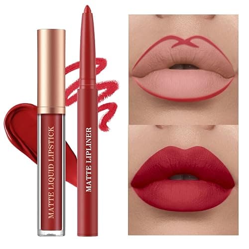 BestLand 12Pcs Matte Liquid Lipstick + Lip Liner Pens Set, One Step Lips Makeup Sets Pigment Velvety Nude Lip Stain Waterproof Long Wear Lip Gloss Make up Gift Set (Set C) thumbnail 7
