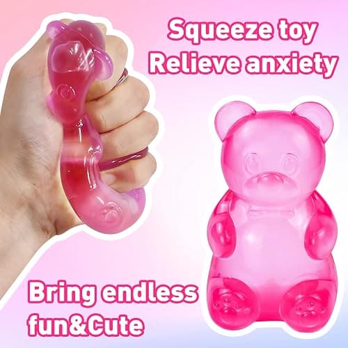 Bear Squishy, Stress Bear Taba Squishy, Taba Squishy Toys for Kids, Stress Balls Valentines Day Gifts Birthday Gifts Party Favors-Rosy thumbnail 5