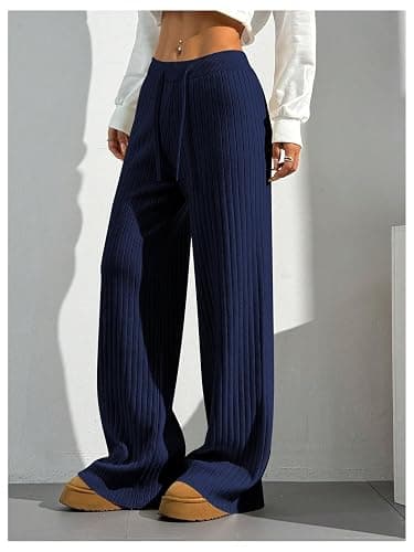 Verdusa Women's Straight Leg Baggy Sweatpants Comfy Lounge Pants Wide Leg Yoga Workout Knit Trousers Fall Outfits 2025 thumbnail 5