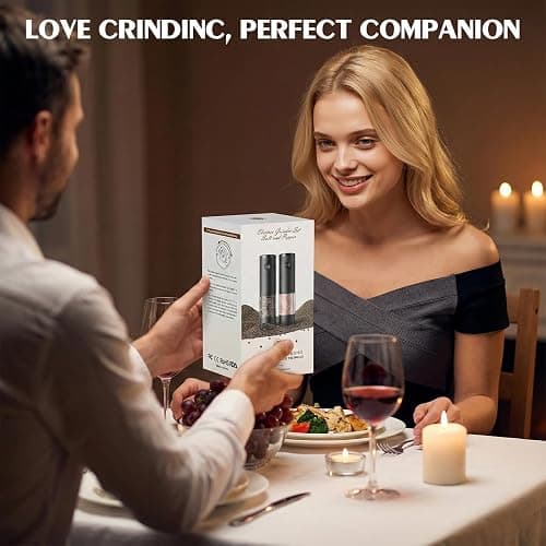 Electric Salt and Pepper Grinder Set Automatic Battery Pepper Mill Shakers Adjustable Coarseness Upgraded Larger Capacity with Led Home and Kitchen Appliances Birthday Gifts for Women Mom thumbnail 7