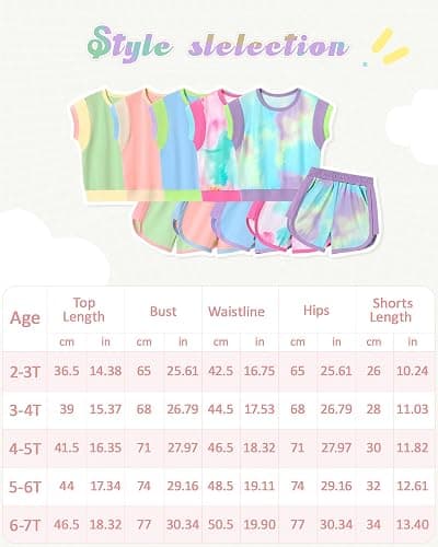 SANMIO Toddler Girl Clothes 2025 Summer Toddler Girls Color Block Short Sleeve Shorts Sweatsuit Outfits - Tie-dye Hot Pink - 2-3T thumbnail 7