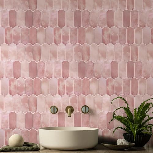 Vamos Tile 10-Sheet Backsplash Peel and Stick Tile, Pink Self Adhesive Vinyl Wall Tiles, Stick on Backsplash for Kitchen, Bathroom,RV (Thicker Design) thumbnail 9